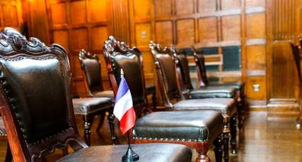 French flag on a chair