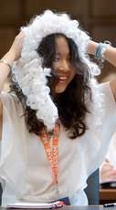 Law student wearing barrister’s wig